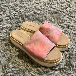 Cool Planet Slip On Platform Sandals Pink Tie Dye - 8